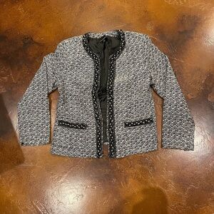 Cynthia Rowley Tweed Beaded Single Hook Jacket EUC